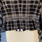 St. John Tweed Knit Women Zipper Blazer Size 10 Black Lime Green Tan & White Photo 4