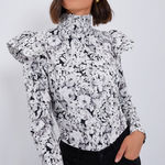 Tuckernuck Bowden Top Size XXL NWT Gray Gardens Ruffle Blouse High Neck White Photo 0