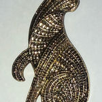 Aged Antique Gold Tone Boho Cat Brooch Photo 0