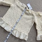 American Eagle  Yellow Ruffled Smocked Crop Top Off Shoulder Blouse Frilled NWT Photo 6