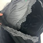 Lauren Ralph Lauren Womens Black Velvet Velour Top XL Lace Trim Whimsigoth Vamp Photo 2