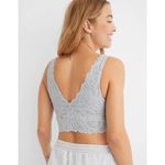 Aerie Lace Waffle Longline Bralette Medium Heather Gray Size Medium Photo 1