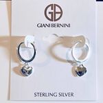 Giani Bernini NEW HOOP EARRINGS 7/8" Dangle Drop 925 Sterling Silver Hearts NWT Photo 2
