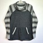 Maurice's Knit Sleeve Pullover Top XL Gray Sweater Striped Zipper Cowl Neck Photo 0