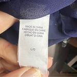 Lucky Brand  Navy Blue‎ and Gold Printed Lined Split Back Knit Top Size Large Photo 4