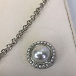 kim rogers New  Necklace & Earring set pearl teardrop round 20" silver tone chain Photo 4