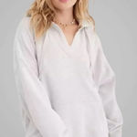 Aerie Barefoot V Neck Oversized Hoodie Sweatshirt White Small Photo 0