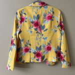 Allegra K Women's Open Front Workwear Crop Suit Blazer Jacket Yellow-Floral Photo 6