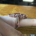 Natural Rhodolite Garnet Sterling Silver Cocktail Ring Size 7 Gold Photo 1