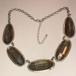 Elegant Silver Tone Shimmer Stone Boho Statement Necklace Photo 0