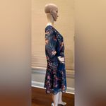 Standards & Practices Floral Navy Dress With Long Sheer Sleeves Tie at wrist Size 2X Photo 3