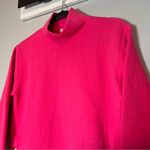 J.Crew  Quilted Sweatshirt Mockneck Hot Pink Herringbone Gold Button XXS NWT Photo 3