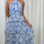 Olivaceous Halter ruffle maxi dress Photo 0