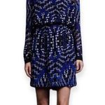 Adelyn Rae Faux Wrap Print Shirt Dress Size M Blue Black Open T Back Photo 0