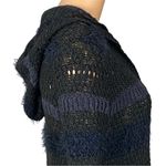 HOUSE OF HARLOW 1960 black & grey striped Hooded fuzzy open Duster ONE SIZE EUC Photo 3