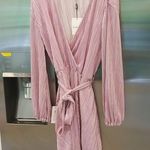 Bardot π Bellissa Long Sleeve Faux Wrap Dress Sorbet Pink Metallic Shine XL NWT Photo 7