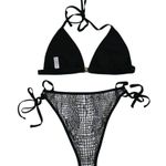 Beachsissi Womens L Silver Black Two Piece String Bikini Photo 1