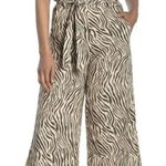 Cotton On NWT Pull on Linen Zebra Cream Pattern Paper Bag Waist culotte Pants 2 Photo 7