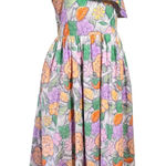 Entro Dress Women S Purple Orange Floral One Shoulder 100% Cotton Tradwife Prep Photo 0