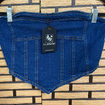 La‎ Armario Denim Corset Strapless Top Size Medium Blue Photo 0
