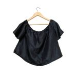 Keepsake the Label Off Shoulder Satin Top Size Small Midnight Blue Romantic Photo 1