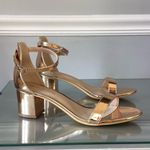 Heels Charm Women’s Gold Metallic Block Heel Sandals Size 10M Ankle Strap Photo 3