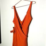 The Jetset Diaries Flowers on the Wall Rustic Orange Wrap Tie Dress Size Large Photo 3