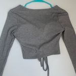 Gray Ruched long Sleeve Crop Top Photo 2