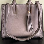 Dasein Handbag Vegan Leather Tassel Shoulder Bag Work Tote with Long Strap Silver Photo 1