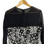 Worth Black White Floral Embroidered Sheer Long Sleeve Sheath Dress Size 10 Photo 4