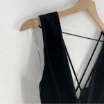 DO+BE  Black Stretch Velvet Strappy Lace Up Deep V-Neck Sleeveless‎ Jumpsuit S Photo 4