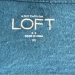 Loft  Beaded Split-Neck Tunic Womens Size M Teal Boho Western Coastal Cowgirl Top Photo 2