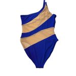 Norma Kamali One Shoulder One Piece Swimsuit Royal Blue Mesh Cutout XL Photo 10