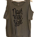 Wildhorse saloon Nashville cold shoulder short sleeve shirt gray black XL Black Photo 0