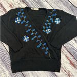 Vintage Cristina's Silk/Angora Blend Jeweled Black Sweater Size L Photo 1