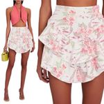 NWT MOTHER Denim The Ruffle Tiered Mini Skirt Floral Aloha Print Size 26 | 2 NEW Pink Photo 6