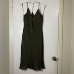 Topshop  Draped Back Satin Slip Dress olive green midi size US 6 Photo 2