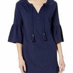Lilly Pulitzer Lilly Pulitzer Del Lago Dress Women's Navy Blue Cotton Blend Bell Sleeve Size M Photo 0