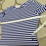 sara campbell blue white striped 3/4 pleated bell sleeve top Size M Photo 7