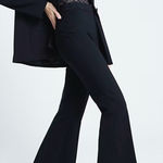 River Island New  Size 12 Black Wide Leg Boot Cut Trouser Photo 0