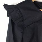 J Crew Factory Women's Black Long Sleeve Blouse Shoulder Ruffle Size M Photo 3