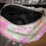 iridescent sequined waist fanny bag Shades of white and pink, rainbow colorful z Pink Photo 3