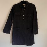 Madewell NWT  XS Patch Pocket Denim Popover Mini Dress in Black NO125 Shirtdress Photo 4
