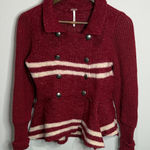 Free People Red/Cream Striped Wool Cardigan Sweater Size M Photo 0