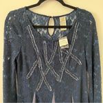 Free People Nwt ‎ blue sheer lace beaded bell sleeve witchy dress Photo 2