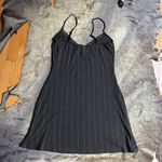 Victoria's Secret  Black Pin Stripe Mini Slip Dress With Lace Trim Photo 2