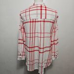 Liverpool  Red & White Plaid Lightweight Mandarin Collar Pullover Size Medium Photo 4