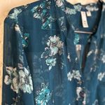 Kut From The Kloth Kut from the‎ Kloth Blue Sheer Mandarin Collar Blouse size Large Photo 2