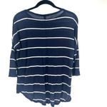autumn cashmere Autumn‎ Cashmere Women's Striped 3/4 Sleeve Drop Shoulder Top Blue White Size XS Photo 1