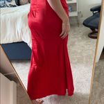 Amazon Red Ruched Strapless satin Gown size XL Photo 6